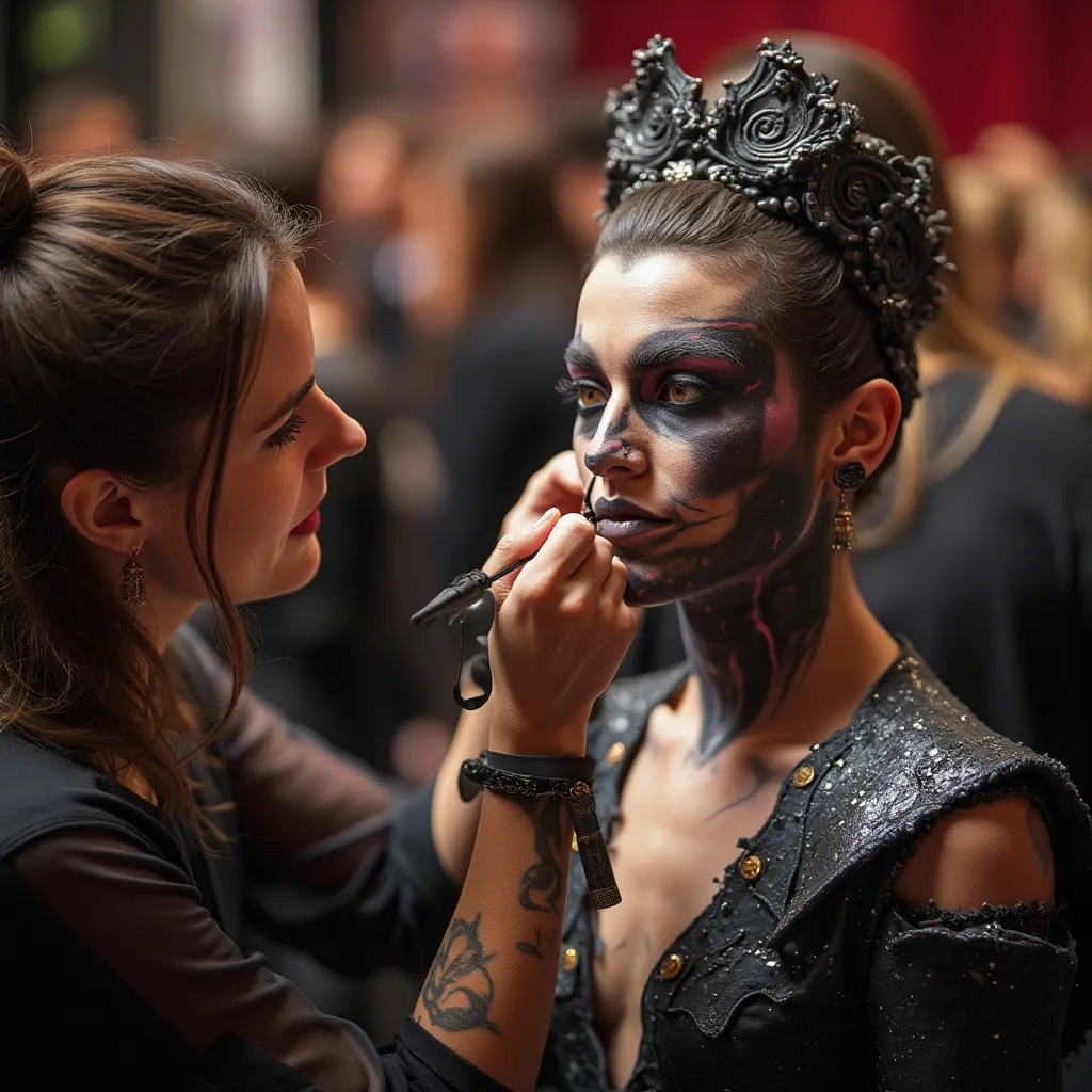 Makeup artists preparing actors for an event