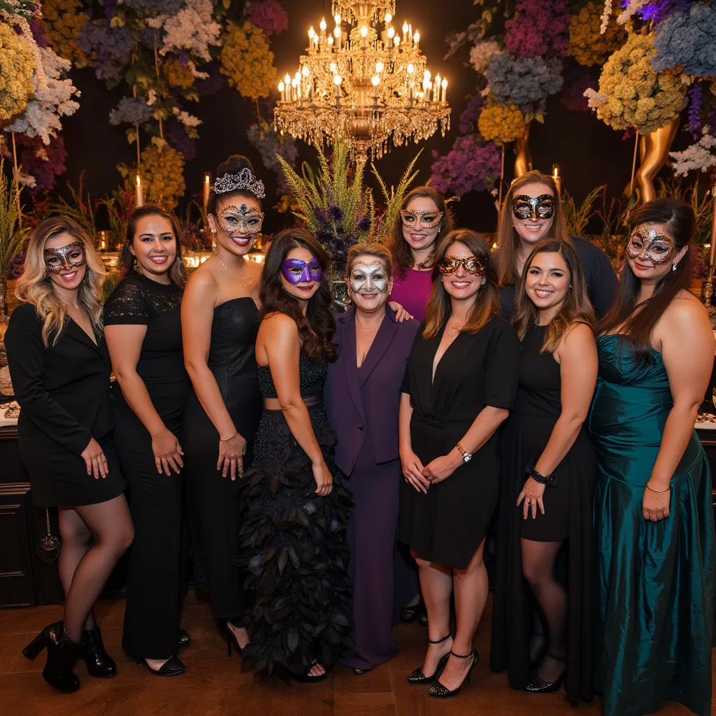 Chicken Road Events team at a masquerade ball