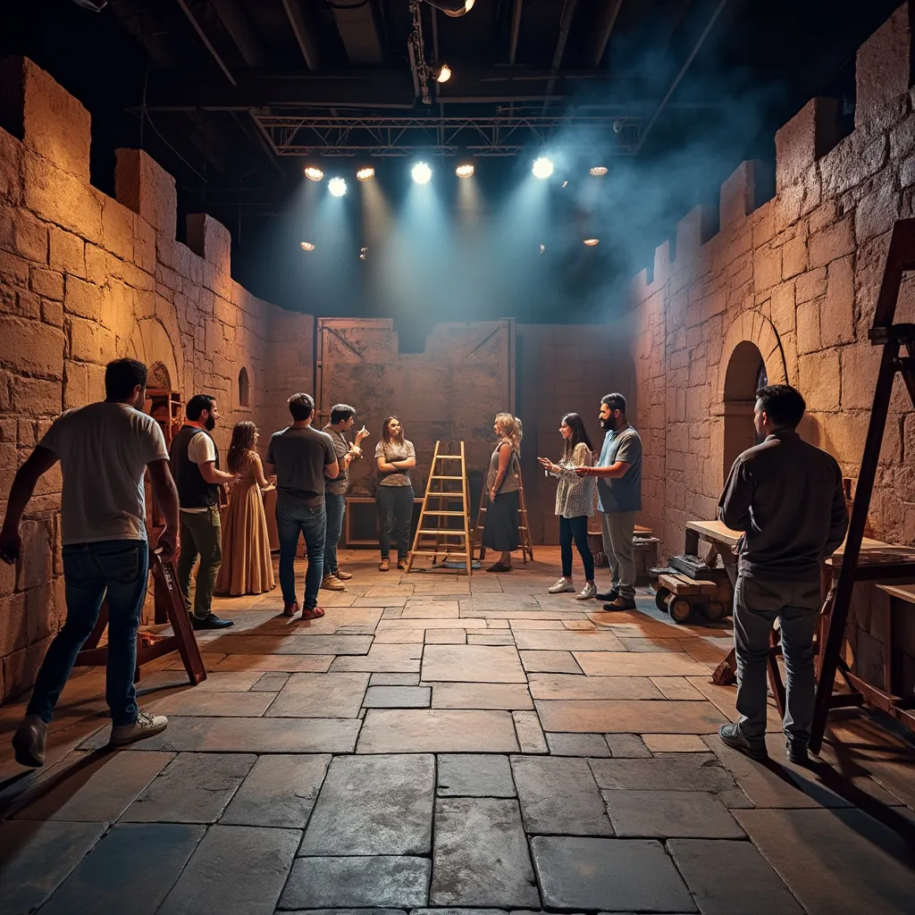 Team building an immersive set for a fantasy event